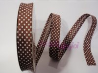 bias tape brown with white dots 1.8 cm wide, 043 brown (1 m)