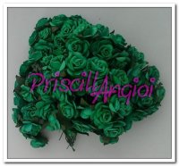 GREEN rose mulberry paper open rose 20 mm - 5 pces