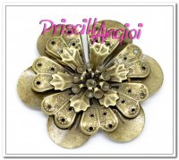 Antique Bronze Filigree Flower 49 mm