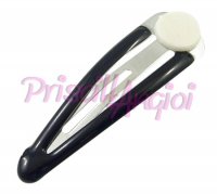 Frog hairpin, hair slide large black with base 47x13 mm