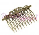 Comb Split tooth bronze decorated metal 65x46mm