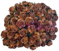 10 rosas abiertas 2.5 cm color marron y chocolate