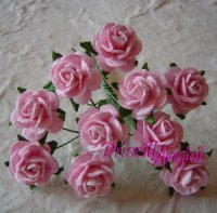 PINK open roses 1.5 cm ( 10 pces.)