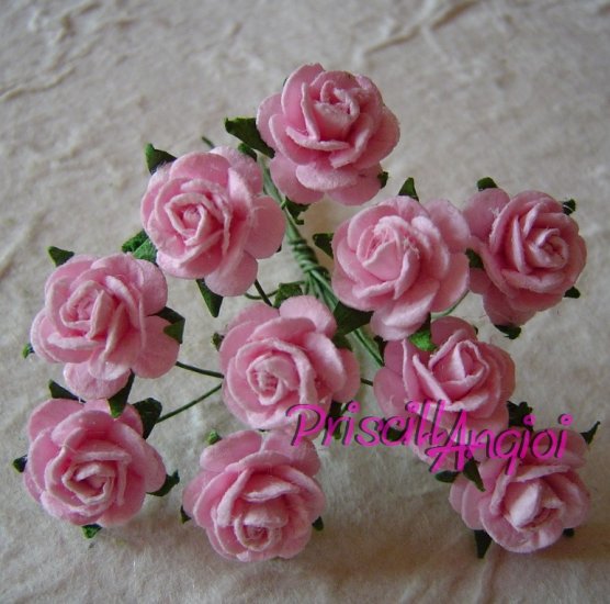 10 rosas abiertas 1.5 cm color rosa - Haga un click en la imagen para cerrar