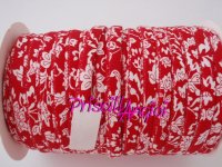 Bias binding RED WHIT WHITE FLOWER COTTON to make headband 0.5 m