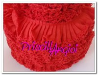 Pleated Grosgrain Ribbon Trim whit crochet RED ( 0.5 cm )