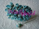 Turquoise /White mulberry paper closed rosebuds - 6 mm - 5 pces