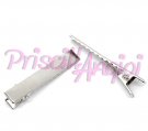 Silver Tone Prong Barrette Hair Clips 46x8mm