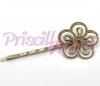 Base gancho horquilla color bronce con filigrana flor 65x26 mm Base gancho horquilla color bronce con filigrana flor 65x26 mm