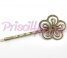 Base gancho horquilla color bronce con filigrana flor 65x26 mm