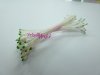 50 WHITE/GREEN colour long stem stamens ( 25 double pistils )