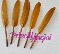 BROWN goose feather straight 10-15 cm