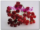 Red tones mulberry paper semi-open rosebuds - 8 mm ( assorted