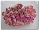 Light Pink/White mulberry paper closed rosebuds - 6 mm - 5 pces