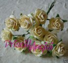 10 rosas abiertas 1.5 cm color blanco roto