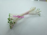 50 WHITE/GREEN colour long stem stamens ( 25 double pistils )