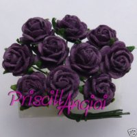 Purple rose mulberry paper open rose 10 mm - 10 pces
