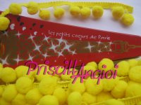 LEMON YELLOW Pom pom fringe / trim - 20 cm - ribbon