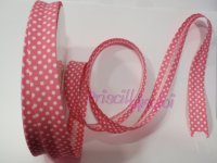 bias tape pink with white dots 1.8 cm wide, 032 pink (1 m)