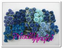 10 rosas abiertas 1.0 cm color Tonos azules - elegir color