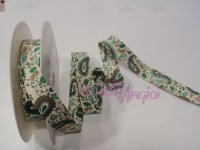 100% cotton bias tape, 18 mm, Liberty green tones