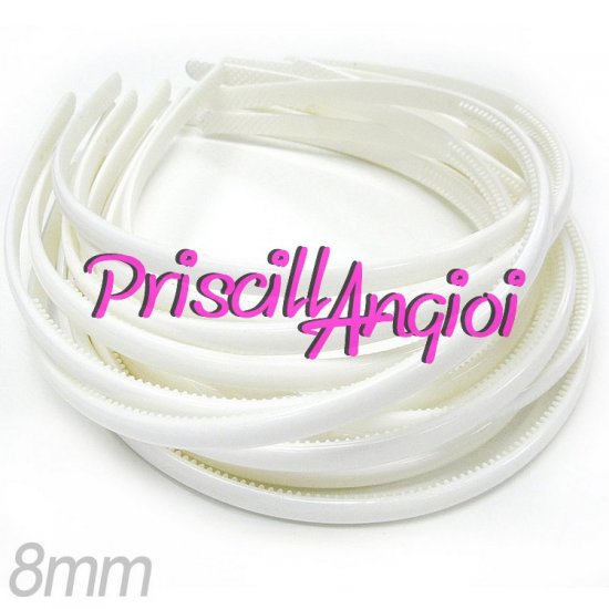 Tiara diadema blanca de plastico 8 mm con dientes ( 4 uds) - Haga un click en la imagen para cerrar