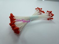 50 RED colour long stem stamens ( 25 double pistils )
