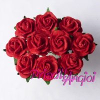 RED open roses 1.5 cm ( 10 pces.)