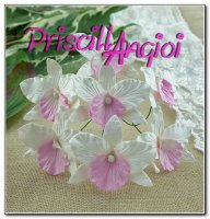 BABY PINK/WHITE Orchids 40 mm ( 5 pces.)