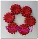 15 RED mulberry paper blooms - 4 cm