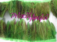 Green Pheasant " almond " Feather Fringe - 10 cm