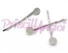 Silver Hair clip hair pin bobby pin with pad 44 mm