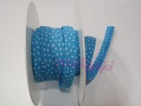 Bias binding cotton polka dot spot turquoise 10 mm ( 0.5 m )