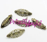 Antique Bronze Flower French Hair Barrette Clips 80x35mm