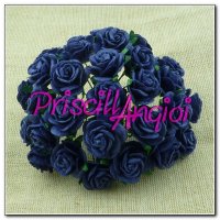 NAVY BLUE open roses 1.0 cm ( 10 pces.)