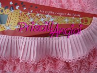 Pleated Grosgrain Ribbon Trim whit crochet LIGHT PINK ( 0.5 cm )