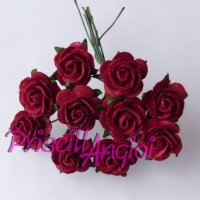 STRONG RED open roses 1.5 cm ( 10 pces.)