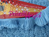 Pleated Grosgrain Ribbon Trim whit crochet LIGHT BLUE ( 0.5 cm )