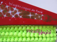 LIME FLUORESCENT little Pom pom fringe / trim - 50 cm - ribbon