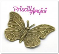 Antique Bronze Filigree Butterfly 60x40mm