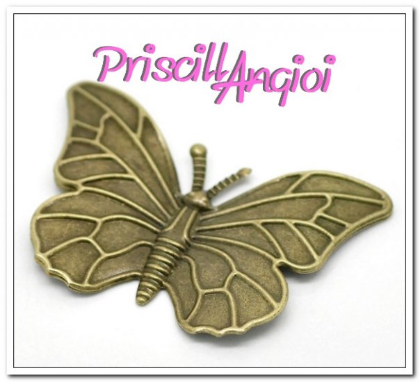 Aplique fornitura filigrana bronce mariposa 60x40 mm - Haga un click en la imagen para cerrar