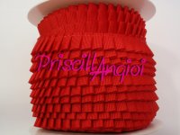 Pleated Grosgrain Ribbon Trim RED 022 ( 0.5 cm )