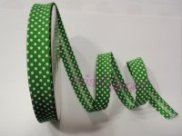 bias tape green with white dots 1.8 cm wide, 088 green (1 m)