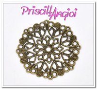 Antique Bronze Filigree Flower 35 mm