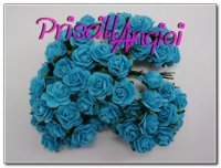 LIGHT TURQUOISE open roses 25 mm ( 5 pces.)