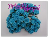 LIGHT TURQUOISE open roses 1.0 cm ( 10 pces.)