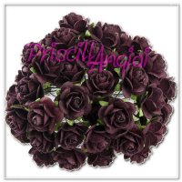 DARK PURPLE PLUM open roses 1.5 cm ( 10 pces.)