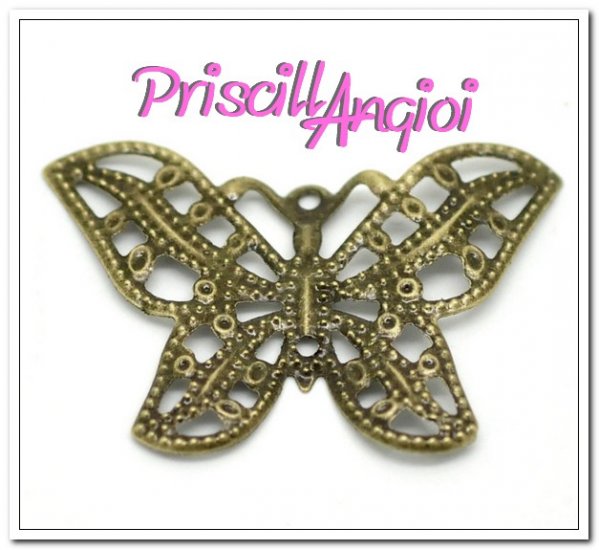 Aplique fornitura filigrana bronce mariposa 31x22 mm - Haga un click en la imagen para cerrar