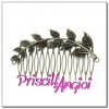 Comb Shape Leaf Branch Antique Bronze 87x50 mm