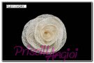 Flor rosa de sinamay pequeña 6 cm beige